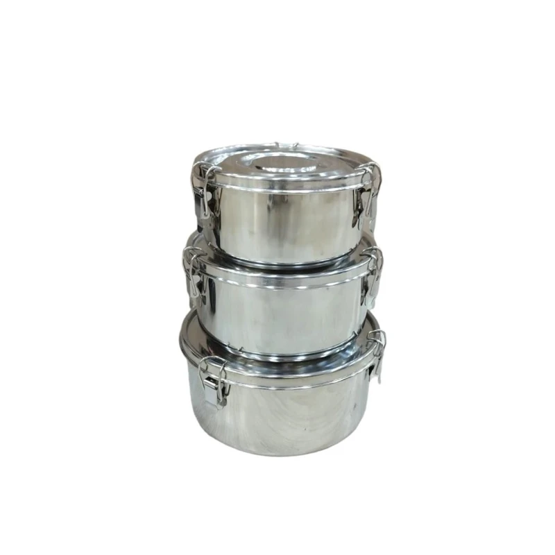 Набор контейнеров YK3, 12х14х16 см, металл, 3 шт, серебристый