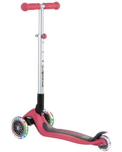 Yığılan skuter Globber Primo Foldable Lights, qırmızı/qara