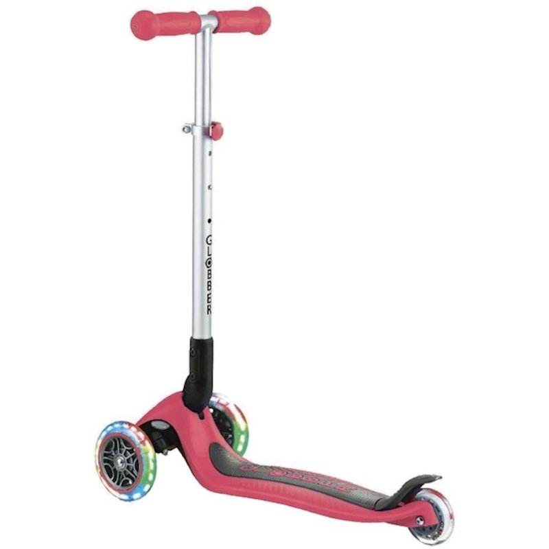 Складной скутер Globber Primo Foldable Lights, красный/черный