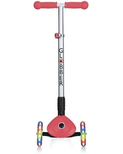Yığılan skuter Globber Primo Foldable Lights, qırmızı/qara