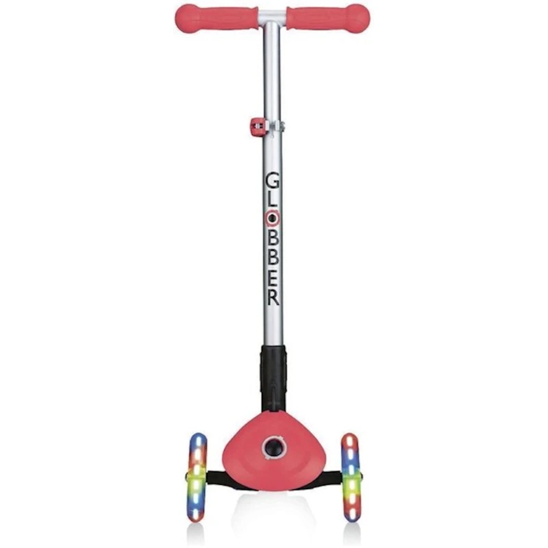 Складной скутер Globber Primo Foldable Lights, красный/черный