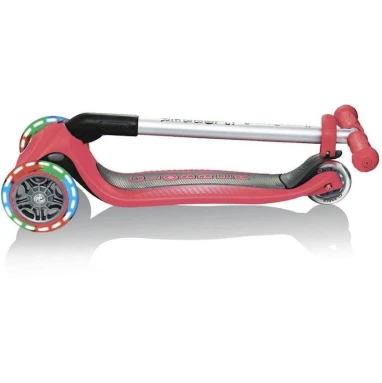 Складной скутер Globber Primo Foldable Lights, красный/черный