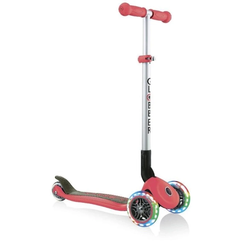 Складной скутер Globber Primo Foldable Lights, красный/черный