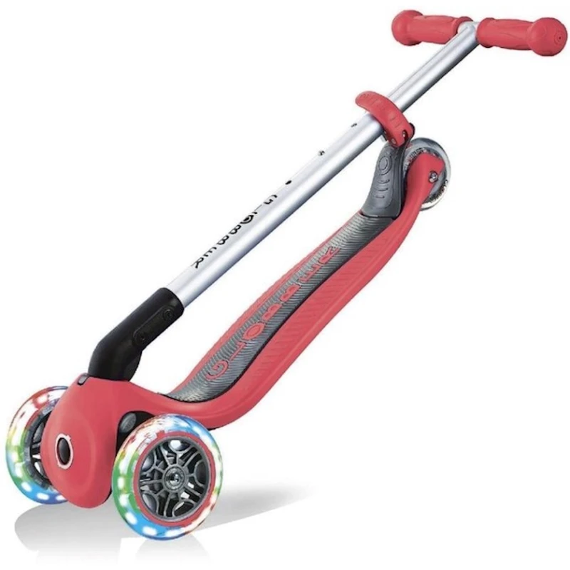 Складной скутер Globber Primo Foldable Lights, красный/черный