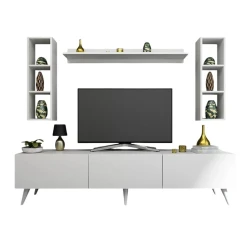 Тумба под ТВ Ev Plus 12115848, ЛДСП, белый, 180x35x44 см Тумба под ТВ Ev Plus 12115848, ЛДСП, белый, 180x35x44 см