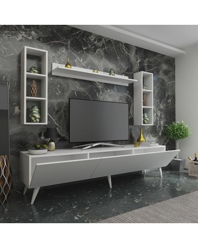 TV üçün tumba Ev Plus 12115848, LDSP, ağ, 180x35x44 sm