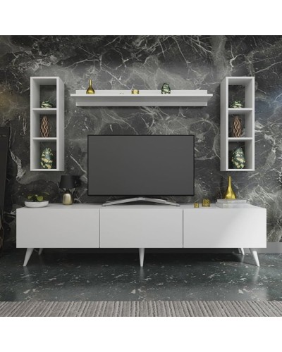 TV üçün tumba Ev Plus 12115848, LDSP, ağ, 180x35x44 sm