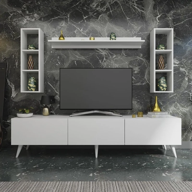 Тумба под ТВ Ev Plus 12115848, ЛДСП, белый, 180x35x44 см Тумба под ТВ Ev Plus 12115848, ЛДСП, белый, 180x35x44 см