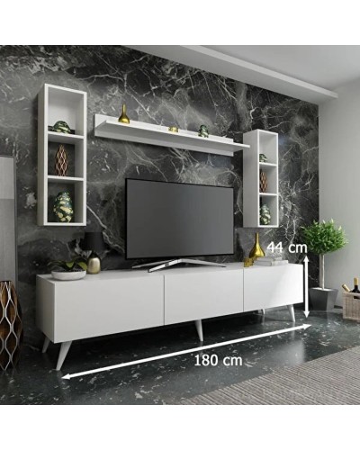 TV üçün tumba Ev Plus 12115848, LDSP, ağ, 180x35x44 sm