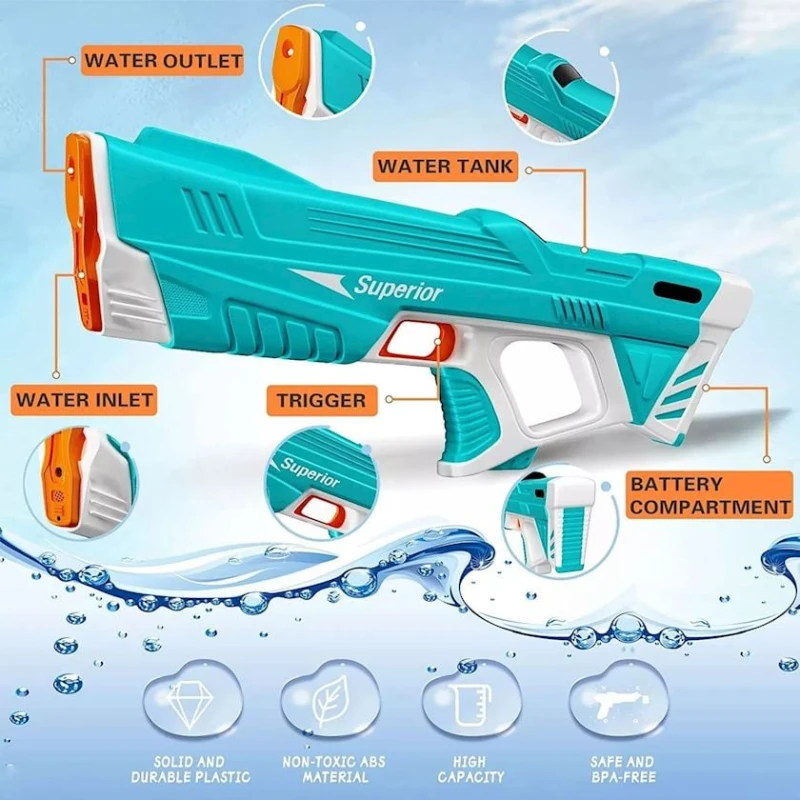 Игрушечный бластер Electric Water Gun Superior, голубой Игрушечный бластер Electric Water Gun Superior, голубой