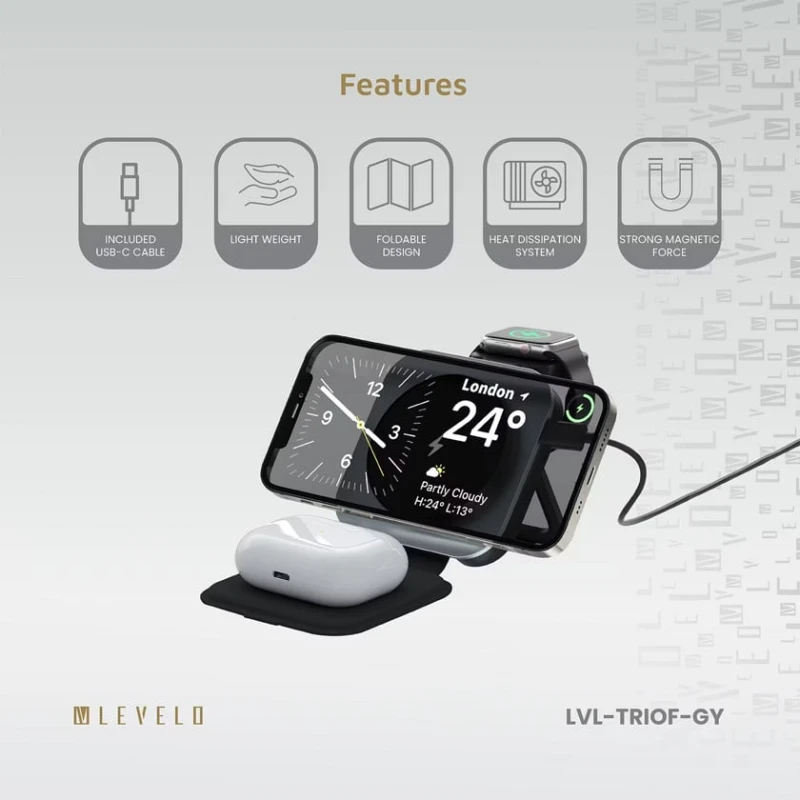 Беспроводное зарядное устройство Levelo TRIOFlow Wireless Charger 3in1 Беспроводное зарядное устройство Levelo TRIOFlow Wireless Charger 3in1