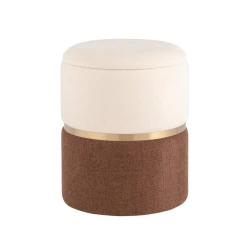 Пуфик 40, ткань, белый/коричневый, 40x35x35 см Пуфик 40, ткань, белый/коричневый, 40x35x35 см