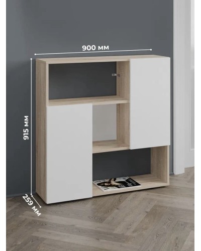 Komod ev_12116119, laminat, ağ, 90x25x91 sm