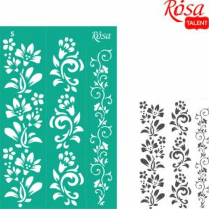 Трафарет самоклеящийся Rosa Talent №5 Цветы, бордюрный, 13х20 см