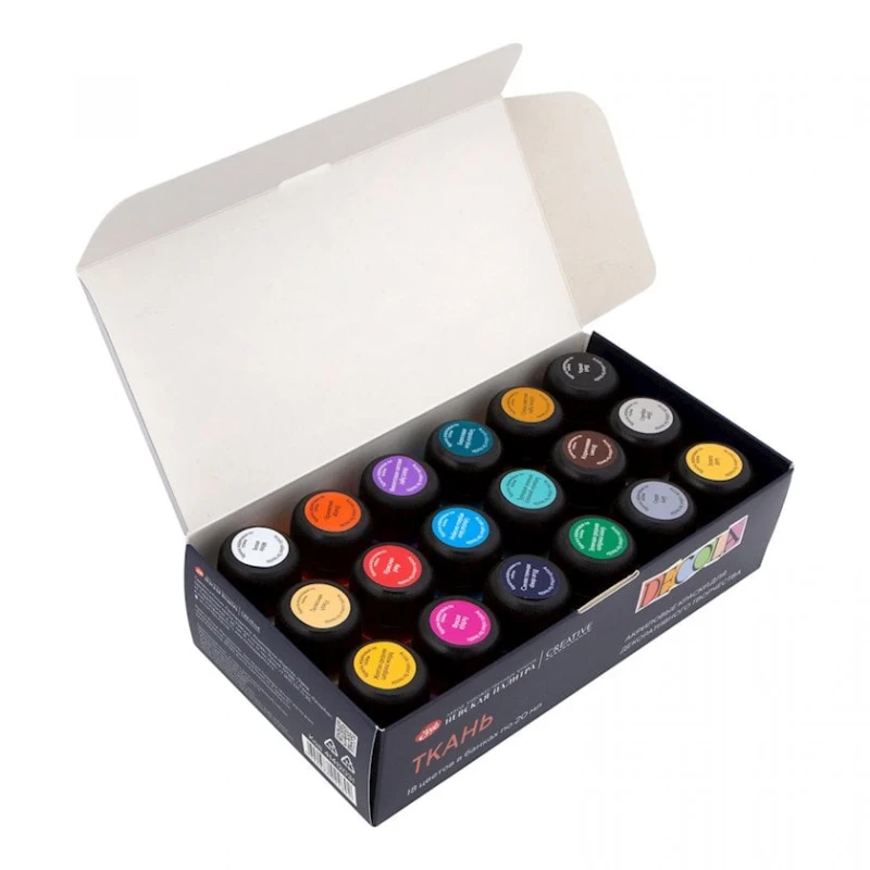 Акриловые краски Невская палитра Decola, по ткани, 18 шт, 20 мл Акриловые краски Невская палитра Decola, по ткани, 18 шт, 20 мл