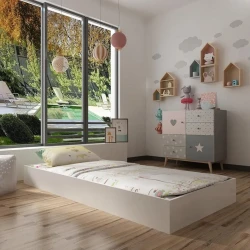 Односпальная кровать Art_tek_yataq(100) 97, ламинат, белая, 85x100x200 см