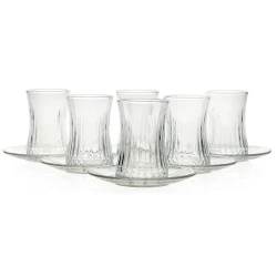 Набор стаканов с блюдцами 950054, 12 предметов, 160 мл, стекло, прозрачный