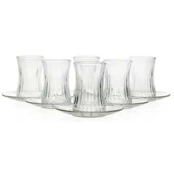 Набор стаканов с блюдцами 950054, 12 предметов, 160 мл, стекло, прозрачный