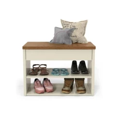 Тумба для обуви Art Mebel 90, ламинат, кремовая, 45х60х30 см Тумба для обуви Art Mebel 90, ламинат, кремовая, 45х60х30 см