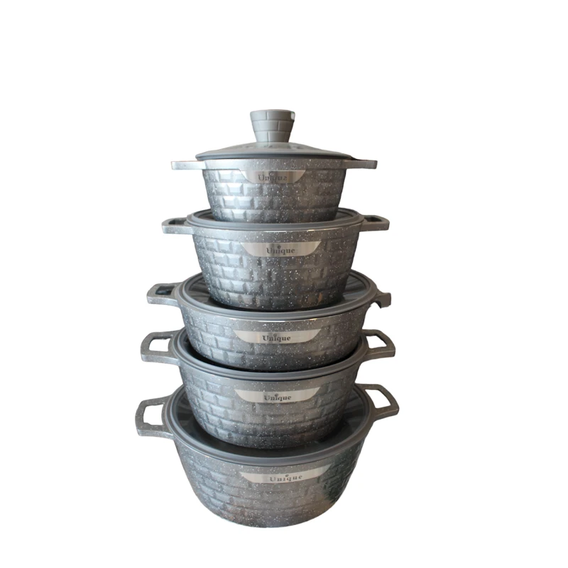 Набор кастрюль Unique гранит/стекло, серый, 5 шт, 20/24/28/28/32 см