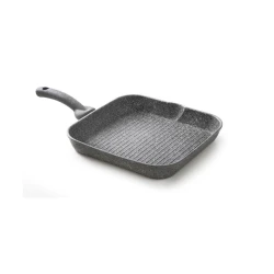 Сковорода-гриль Accademia Mugnano Bisteccahiera Cuore di Pietra 28 см, алюминий с антипригарным покрытием, черный