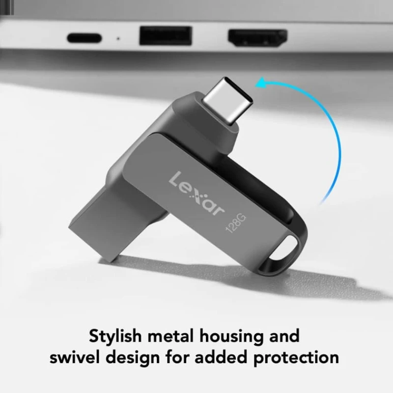Fləşkart Lexar 128GB JumpDrive Dual Drive D400 USB 3.2 Type-C Type-A Flash Drive for Storage Expansion, Photo Back-up for iPhone 15