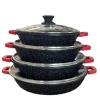 Böyük tava dəsti, qranit, yanmayan örtük, qara, 32/36/40/44 sm, 4 parça