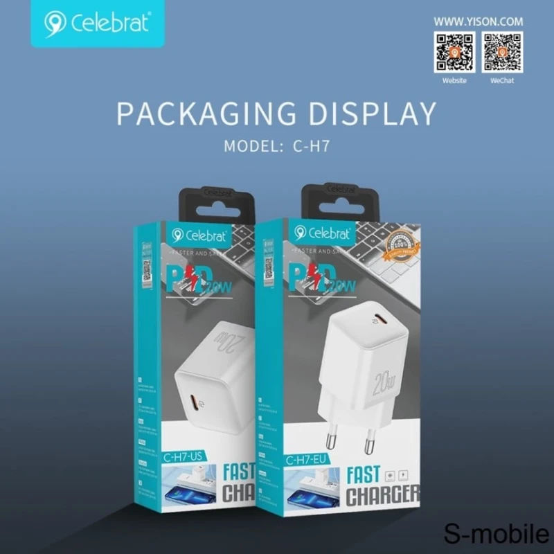 Сетевой адаптер Celebrat C-H7-EU PD 20Вт White Сетевой адаптер Celebrat C-H7-EU PD 20Вт White