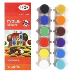 Краски гуашевые Гамма Мультики 100222-12, 12 цветов по 15 мл