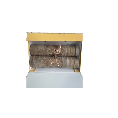 Набор полотенец Bluemarine, хлопок, коричневый, 70x140 см, 2 шт Набор полотенец Bluemarine, хлопок, коричневый, 70x140 см, 2 шт