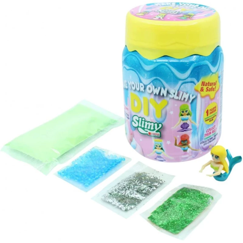 Слайм Slimy DIY с игрушкой, голубой, 500 г