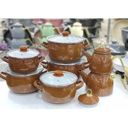 Набор кастрюль и чайников 000017, 14 предметов, коричневый