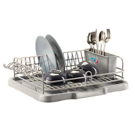 Сушилка для посуды nh_evt12, нержавеющая сталь/силиконовый пластик, серая, 45x15 см