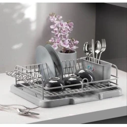Сушилка для посуды nh_evt12, нержавеющая сталь/силиконовый пластик, серая, 45x15 см Сушилка для посуды nh_evt12, нержавеющая сталь/силиконовый пластик, серая, 45x15 см
