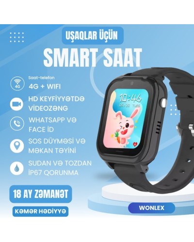 Uşaq üçün ağıllı saat Wonlex KT28 Black