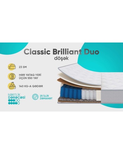 Ortopedik döşək Askona Classic Brilliant Duo, 180x200x23 sm