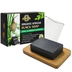Черное мыло Organic Black Soap Snail & Bamboo Charcoal, 120 г Черное мыло Organic Black Soap Snail & Bamboo Charcoal, 120 г