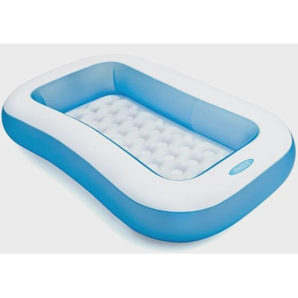 Детский бассейн Intex 57403, надувной, прямоугольный, длина 166 см, ширина 100 см, высота 28 см, объем 90 л, голубой