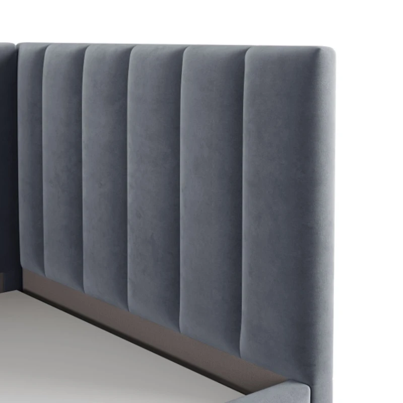 Односпальная кровать Art_tek_yataq (100) 63, ламинат/текстиль, серая, 200x85x100 см