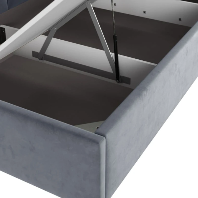 Односпальная кровать Art_tek_yataq (100) 63, ламинат/текстиль, серая, 200x85x100 см