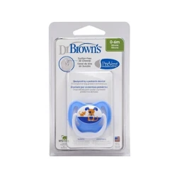 Пустышка Dr.Brown's PreVent, ортодонтическая, 0-6 месяцев, силикон, голубой
