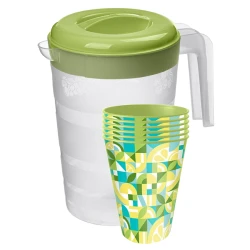 Набор для пикника, 7 предметов, кувшин 2 л, стакан 420 мл, пластик, разноцветный