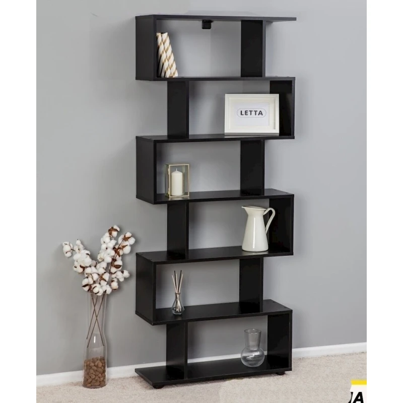 Стеллаж Letta 176x73x25 см, ЛДСП, черный Стеллаж Letta 176x73x25 см, ЛДСП, черный