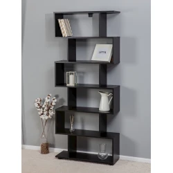 Стеллаж Letta 176x73x25 см, ЛДСП, черный Стеллаж Letta 176x73x25 см, ЛДСП, черный