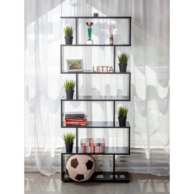 Стеллаж Letta 176x73x25 см, ЛДСП, черный Стеллаж Letta 176x73x25 см, ЛДСП, черный