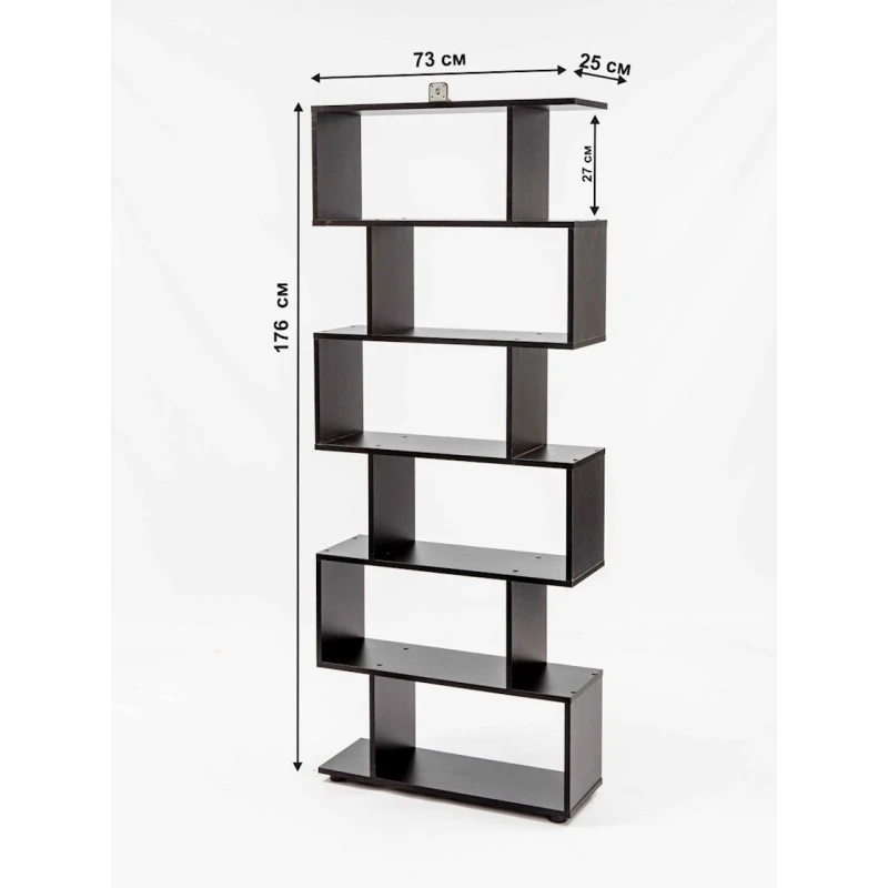 Стеллаж Letta 176x73x25 см, ЛДСП, черный Стеллаж Letta 176x73x25 см, ЛДСП, черный