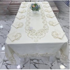 Dəst MiraNova FS-632 (süfrə 160х260 sm, xalça 40х170 sm, salfetlər 12 əd, salfetlər üçün halqalar 12 əd)