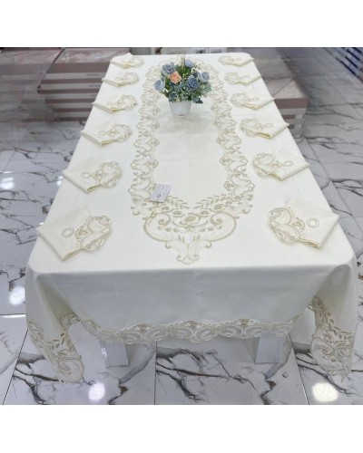 Dəst MiraNova FS-632 (süfrə 160х260 sm, xalça 40х170 sm, salfetlər 12 əd, salfetlər üçün halqalar 12 əd)