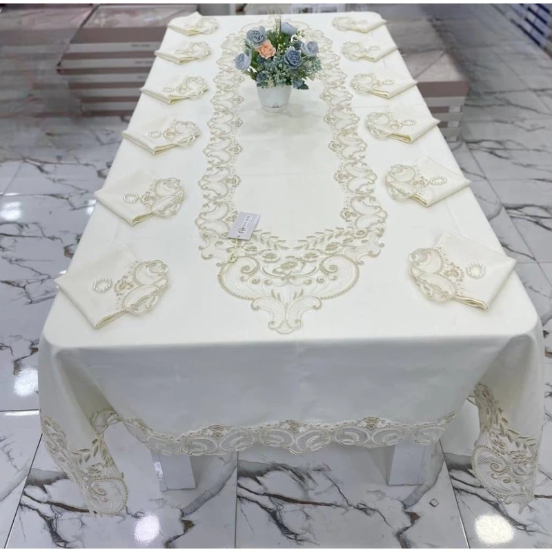 Комплект MiraNova FS-632 (скатерть 160х260 см, дорожка 40х170 см, салфетки 12 шт, кольца для салфеток 12 шт)