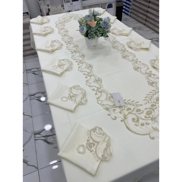 Комплект MiraNova FS-632 (скатерть 160х260 см, дорожка 40х170 см, салфетки 12 шт, кольца для салфеток 12 шт)